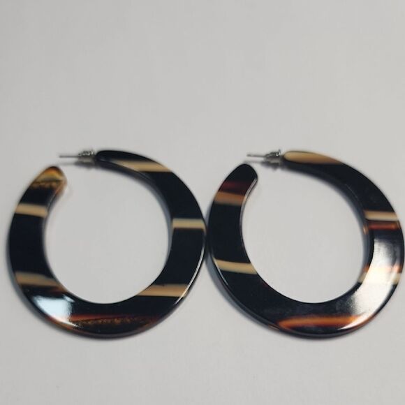 Elegant Brown Acrylic Hoop Earrings - Picture 1 of 3